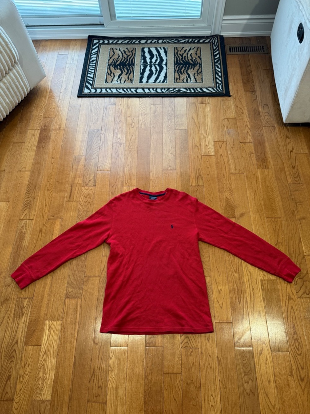 Polo by Ralph Lauren Red Long-Sleeve Crewneck Shirt with Embroidered Pony